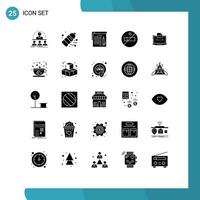 Set of 25 Vector Solid Glyphs on Grid for business smoking pollution nonsmoking note Editable Vector Design Elements