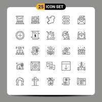 25 Universal Line Signs Symbols of email on off coding switch setting Editable Vector Design Elements