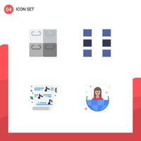 User Interface Pack of 4 Basic Flat Icons of rolls music layout wireframe business Editable Vector Design Elements