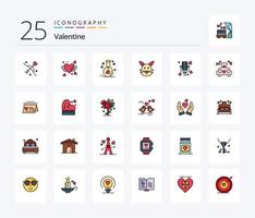 paquete de iconos rellenos de 25 líneas de san valentín que incluye hablar. lindo. matraz. amar. Conejo vector