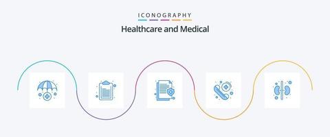 paquete de iconos azul médico 5 que incluye órgano. humano. seguro. cuidado. emergencia vector