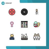 Modern Set of 9 Filledline Flat Colors Pictograph of isotope communication building gender female Editable Vector Design Elements