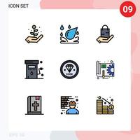 Universal Icon Symbols Group of 9 Modern Filledline Flat Colors of coding station market power gas Editable Vector Design Elements