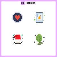 Set of 4 Vector Flat Icons on Grid for achievement santa wreath reminder claus Editable Vector Design Elements