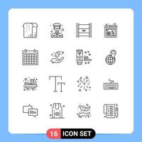 Universal Icon Symbols Group of 16 Modern Outlines of colander panel digital video broadcasting web control high Editable Vector Design Elements