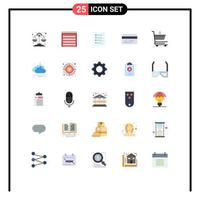 Pack of 25 Modern Flat Colors Signs and Symbols for Web Print Media such as cart credit card check back task Editable Vector Design Elements