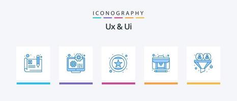 Ux And Ui Blue 5 Icon Pack Including conversion. creator. evaluation. content. star. Creative Icons Design vector