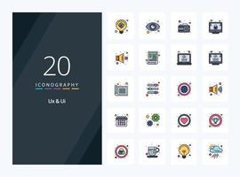 20 Ux And Ui line Filled icon for presentation vector