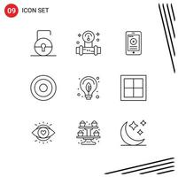 Universal Icon Symbols Group of 9 Modern Outlines of green user medical line basic Editable Vector Design Elements