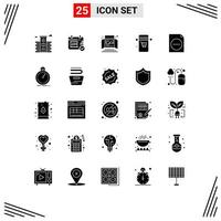 Universal Icon Symbols Group of 25 Modern Solid Glyphs of done document print delete shopping Editable Vector Design Elements