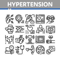 Hypertension Disease Collection Icons Set Vector