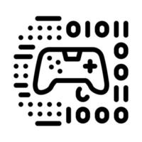 ilustración de contorno de vector de icono de código binario de desarrollo de juegos