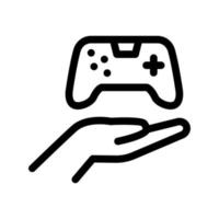 hand hold game joystick icon vector outline illustration