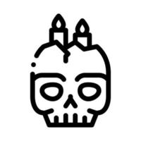 ilustración de contorno de vector de icono de vela de calavera de halloween