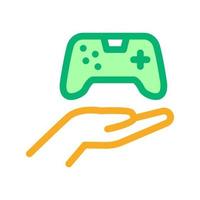 hand hold game joystick icon vector outline illustration