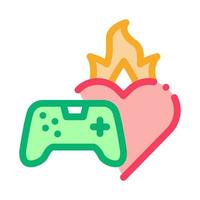 ilustración de contorno de vector de icono de corazón ardiente de juego