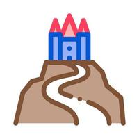 castle on hill icon vector outline illustration