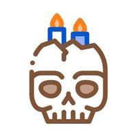 halloween skull candle icon vector outline illustration