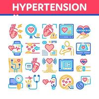 Hypertension Disease Collection Icons Set Vector