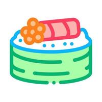 rollo de sushi con ilustración de contorno de vector de icono de caviar