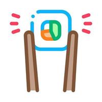 sushi roll holding sticks icon vector outline illustration
