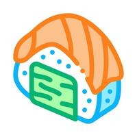 sushi roll with salmon icon vector outline illustration