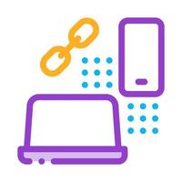 computer and phone connection icon vector outline illustration