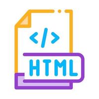 ilustración de contorno de vector de icono de código html frontal