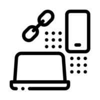 computer and phone connection icon vector outline illustration