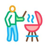 ilustración de contorno de vector de icono de cocina de barbacoa