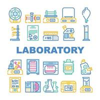 Laboratory Equipment For Analysis Icons Set Vector