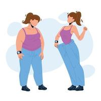 Loose Weight Woman Before And After Look Vector