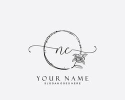 Initial NC beauty monogram and elegant logo design, handwriting logo of initial signature, wedding, fashion, floral and botanical with creative template. vector