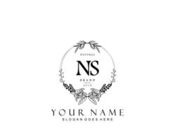 Initial NS beauty monogram and elegant logo design, handwriting logo of initial signature, wedding, fashion, floral and botanical with creative template. vector