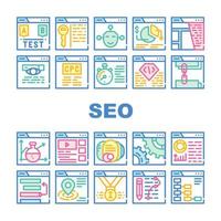 Seo Search Engine Optimization Icons Set Vector