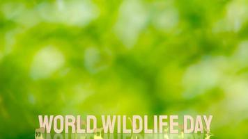 The animal and text for world wildlife day concept 3d rendering photo