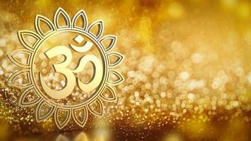 The gold ohm hindu symbol on luxury broken for background concept 3d rendering photo