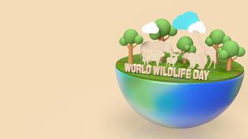 The animal and text for world wildlife day concept 3d rendering photo