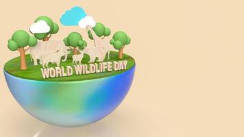 The animal and text for world wildlife day concept 3d rendering photo