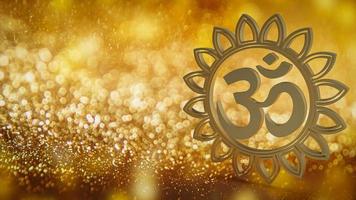 The gold ohm hindu symbol on luxury broken for background concept 3d rendering photo