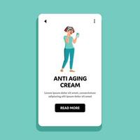 Anti Aging Cream Applying On Face Woman Vector