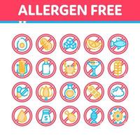 Allergen Free Products Vector Thin Line Icons Set