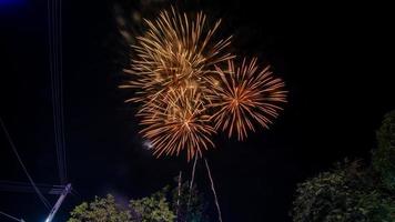 fireworks celebration at night in the temple photo