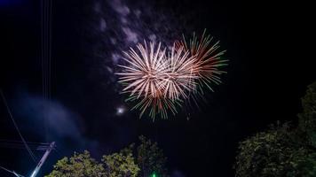 fireworks celebration at night in the temple photo