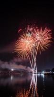 fireworks celebration at night in the Suan Luang Rama IX photo