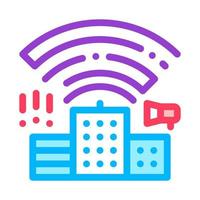 Building With Radiowaves Vector Thin Line Icon