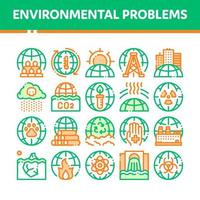 Environmental Problems Vector Thin Line Icons Set