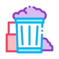 Container With Rubbish Trash Vector Thin Line Icon