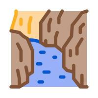 flowing river among different types of trees icon vector outline illustration