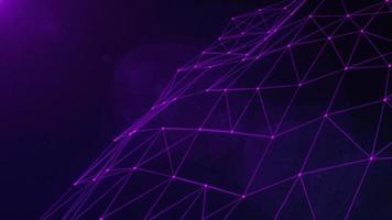 animación de fondo espacial de estructura geométrica de punto molecular abstracto futurista púrpura hermoso, ilustración temática de análisis de partículas de tecnología en forma de triángulo moderno foto